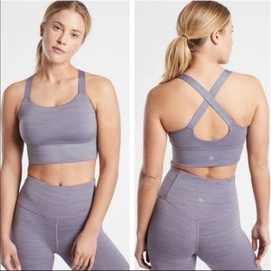 Athleta Warrior Longline Purple Space Dye Sports Bra Size D-DD